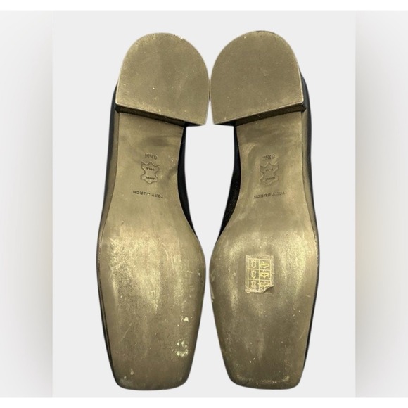 Tory Burch Eleanor Pump Women 6.5M Black Excellent Gold Logo Block Heel Leather - Picture 13 of 14